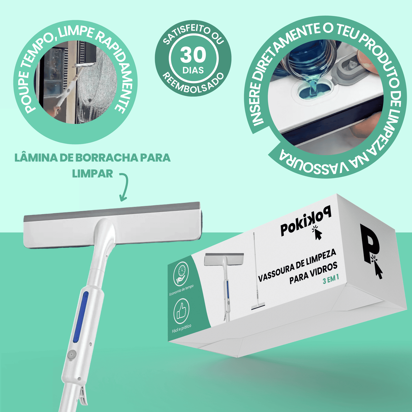 Vassoura de Limpeza 3 em 1 para Vidros